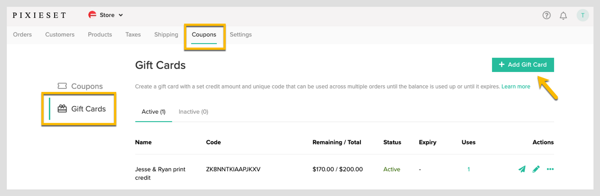 Managing gift cards and print credits – Pixieset - Help Center