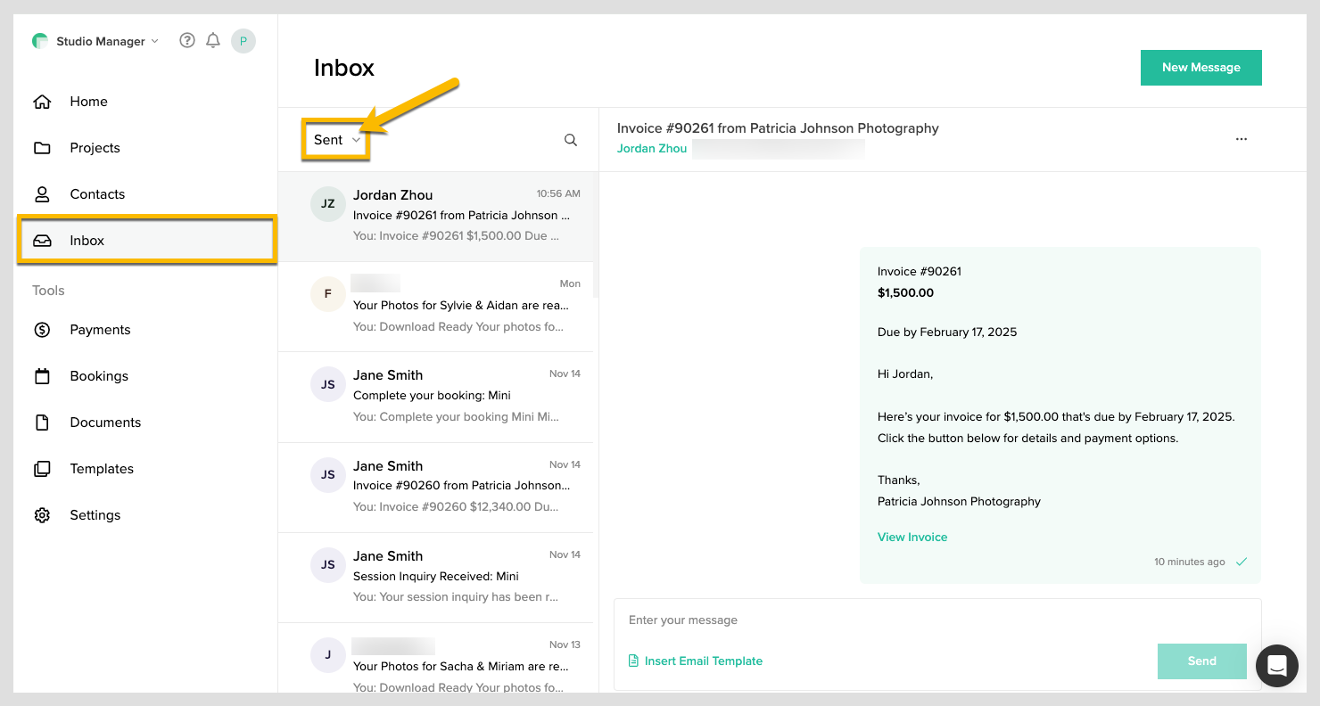 How do I check the email history of a session or document? 2.png