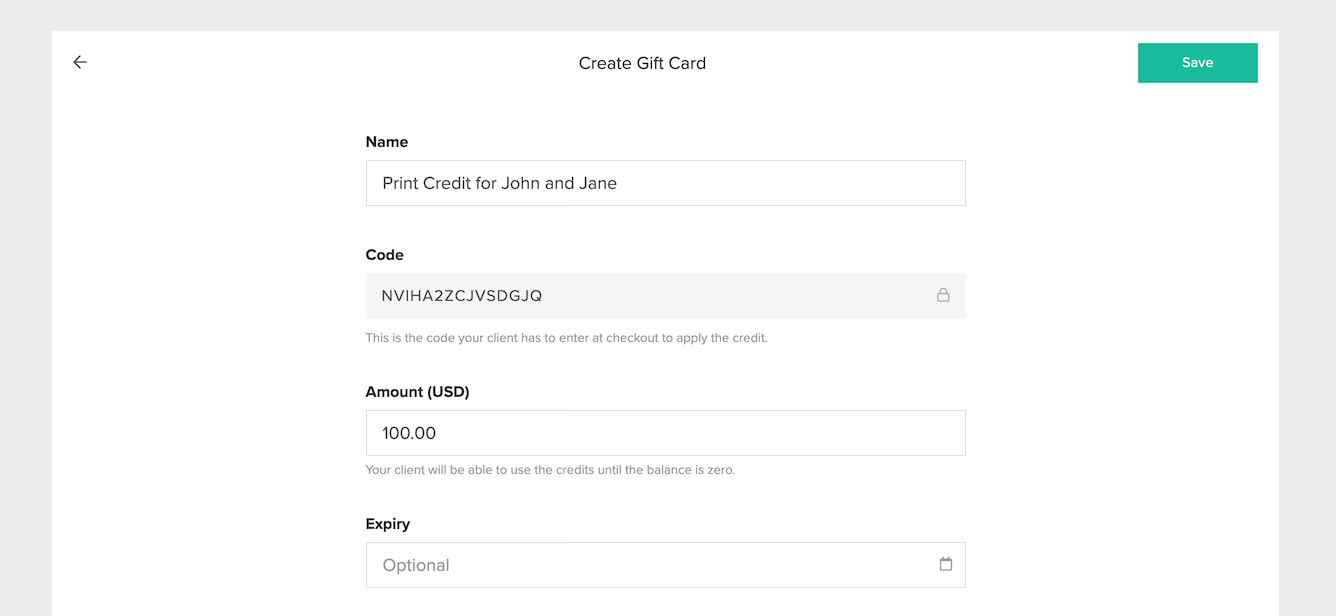 Managing Gift Cards Pixieset Help Center