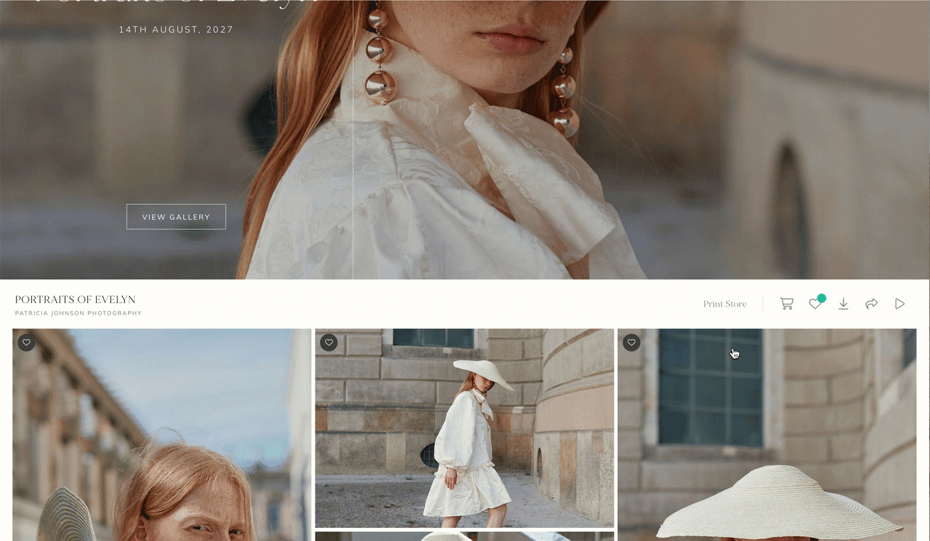 How does my client share or download their favorited images.gif