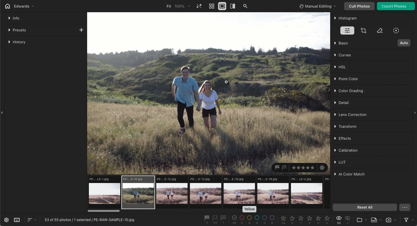 Editing photos in Pixieset Photo Editor2.gif
